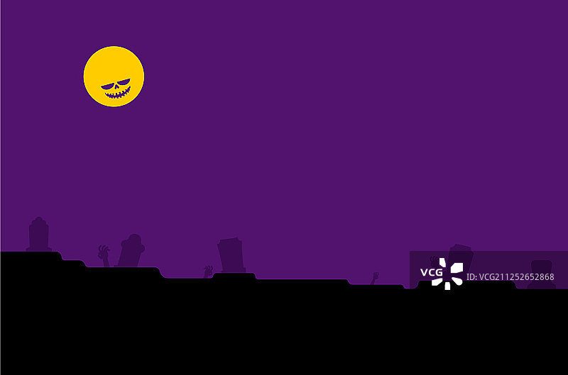 万圣节恐怖墓地与月亮背景图片素材