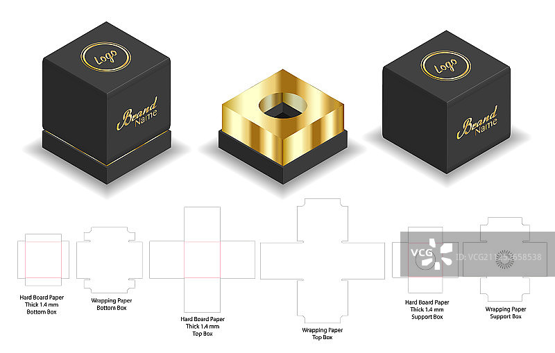 盒包装模切模板设计三维模型图片素材