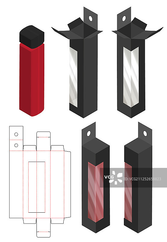 盒包装模切模板设计三维模型图片素材
