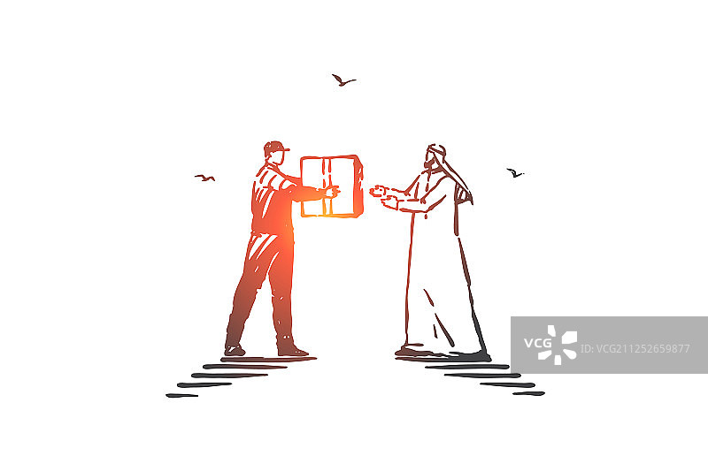 快递服务概念草图手绘图片素材