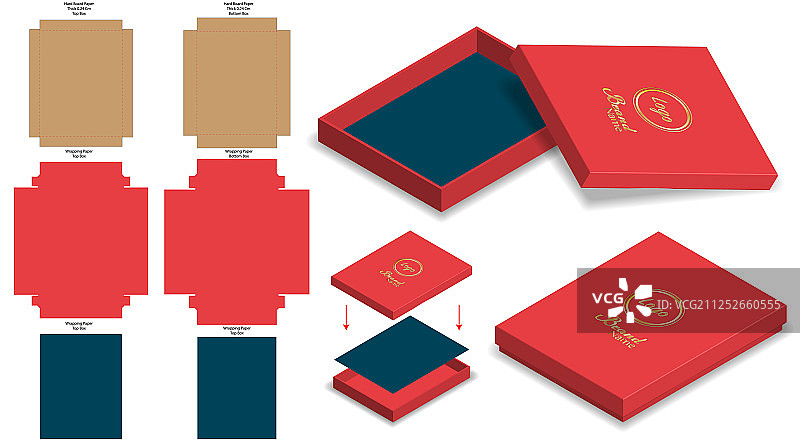 盒包装模切模板设计三维模型图片素材