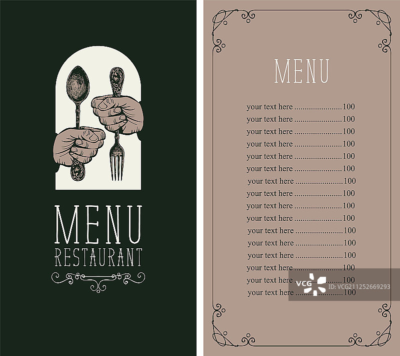 手持餐具的餐厅菜单图片素材