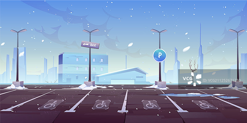 停在城市街道上的残疾人专用车，前视图图片素材