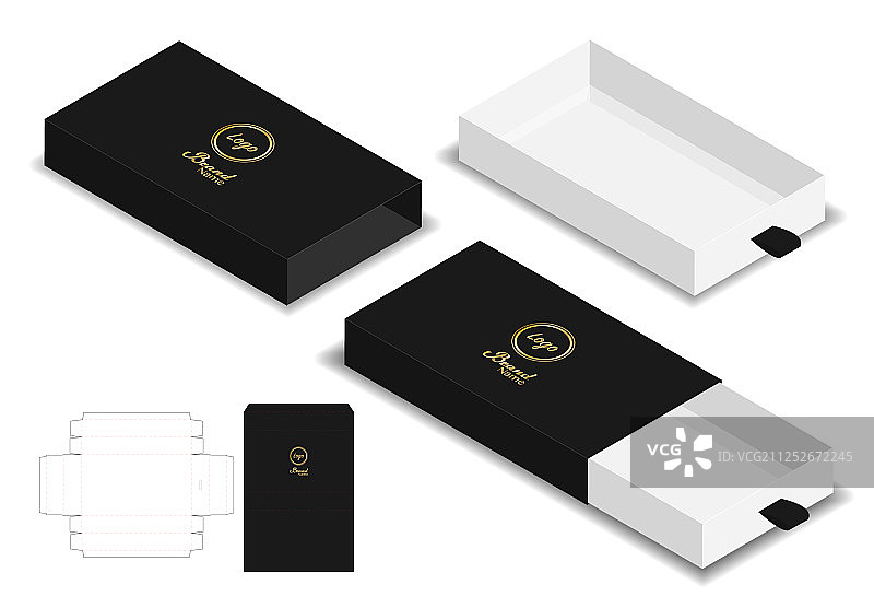 盒包装模切模板设计三维模型图片素材