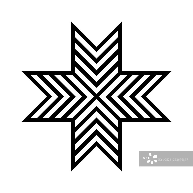 旧波罗的海民间星星或花朵雪花符号图片素材