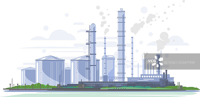 孤立的炼油厂景观图片素材