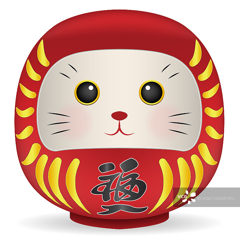 日本达摩不倒翁猫脸造型图片素材