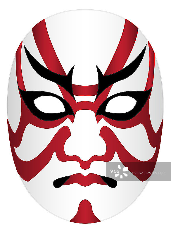 白色背景上的日本歌舞伎面具图片素材