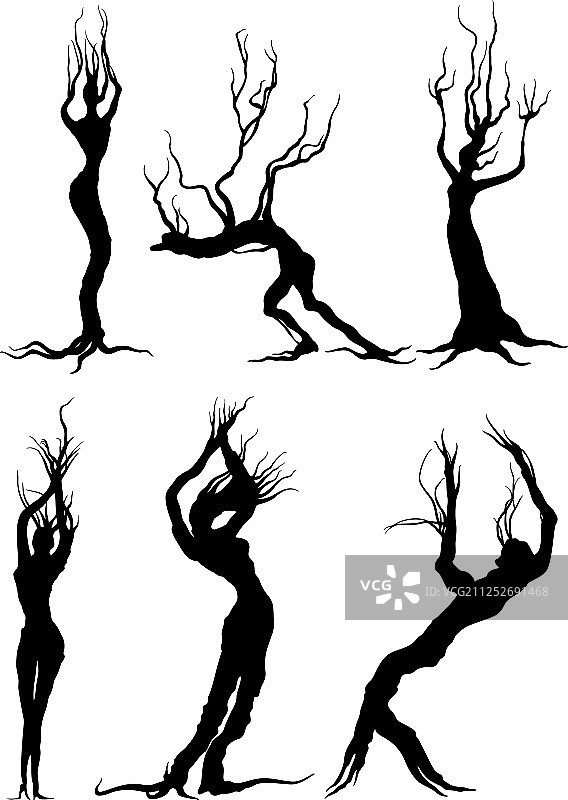 人形树木剪影合集图片素材