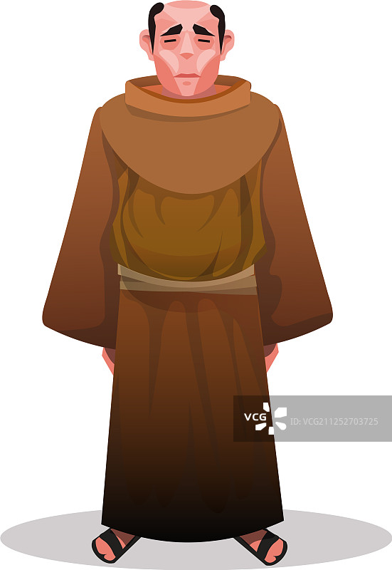 穿着棕色僧袍和凉鞋的天主教僧侣图片素材