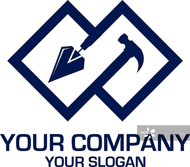 泥刀和锤子标志设计图片素材