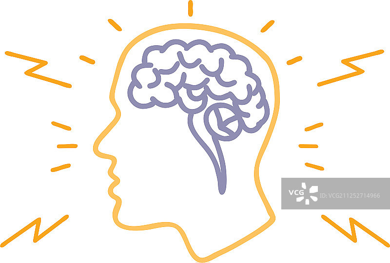 人脑活动单线图图片素材