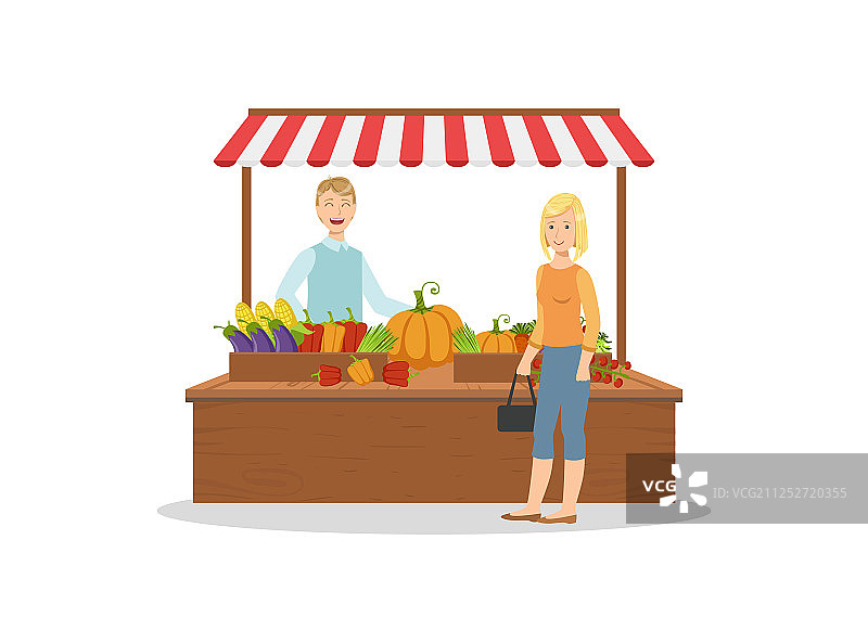 销售员在当地销售新鲜有机蔬菜图片素材