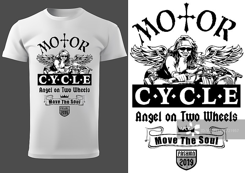 摩托车女骑手T恤设计图片素材
