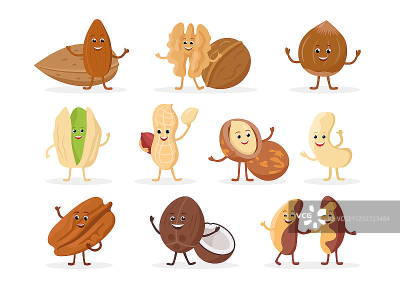 面带微笑的有趣卡通坚果角色图片素材