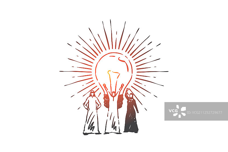 创新团队头脑风暴概念草图图片素材