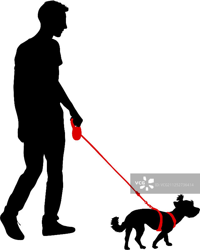 男人和狗的白色背景剪影图片素材