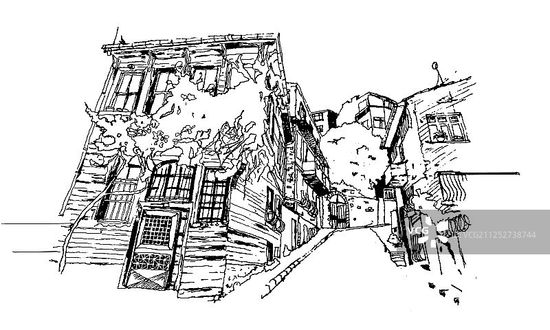 伊斯坦布尔巴拉特区手绘草图图片素材