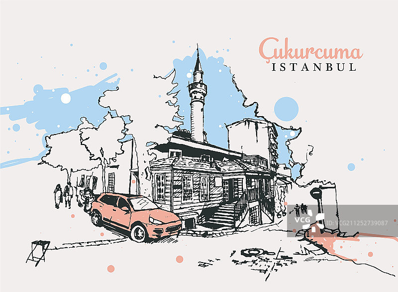 穆希丁·莫拉·费纳里清真寺素描图片素材