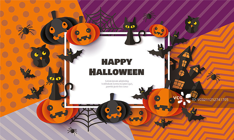 万圣节快乐banner与黑猫蝙蝠图片素材