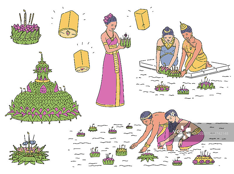 水灯节水灯祈福仪式图片素材