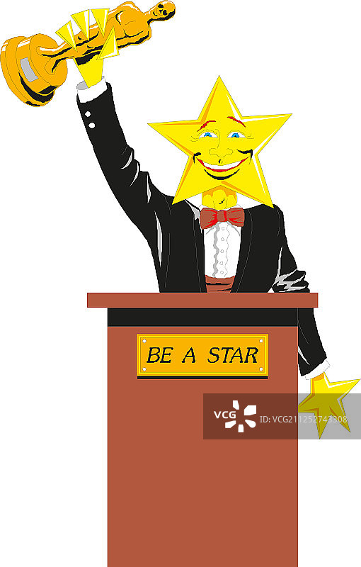 男人拿着一个金色奖杯，象征成功图片素材