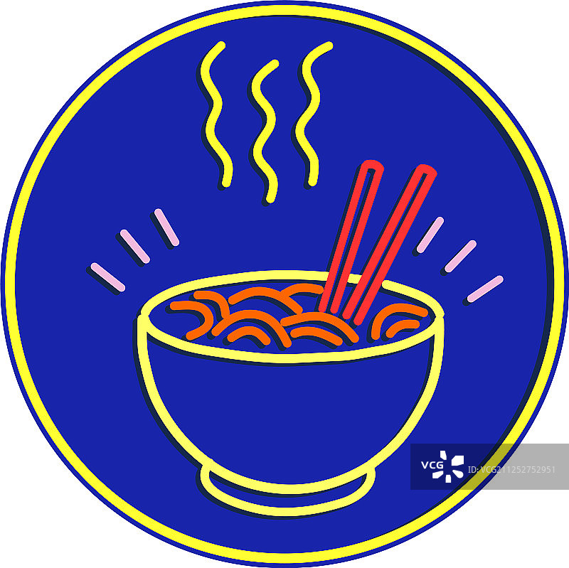 热气腾腾的拉面碗霓虹灯标志图片素材