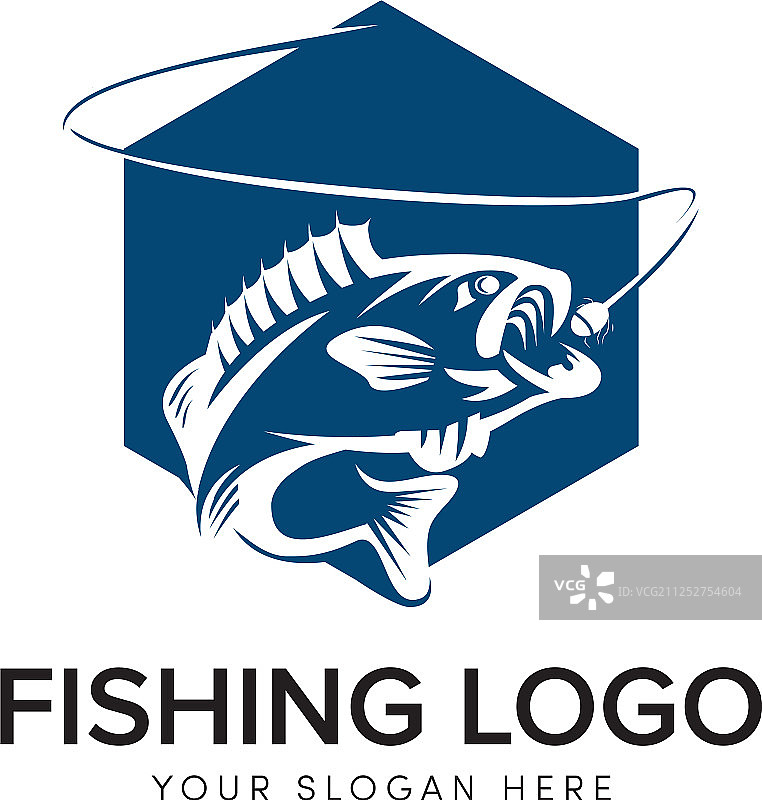 现代鲈鱼钓鱼logo图片素材