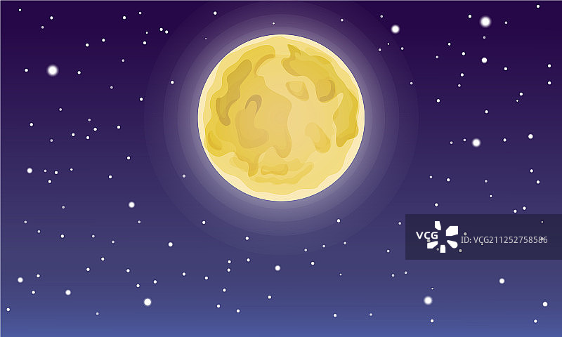 卡通满月在黑暗星夜星空下图片素材