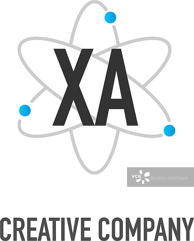 字母XA原子中子设计标志图片素材