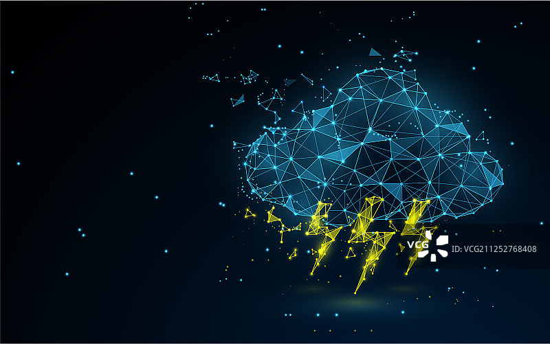 线条和粒子构成的雷暴云图标图片素材