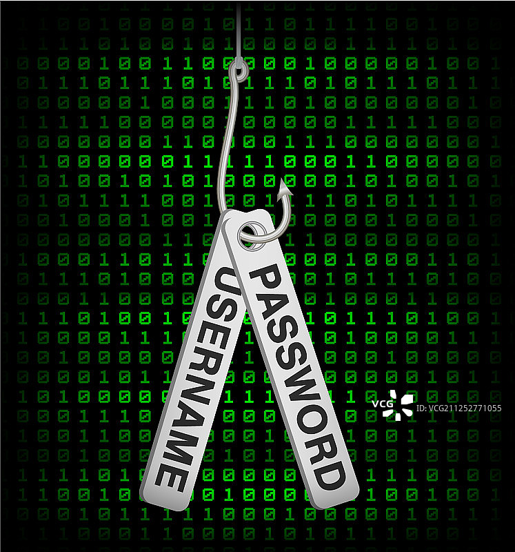 钓鱼钩钓取用户名和密码数据图片素材