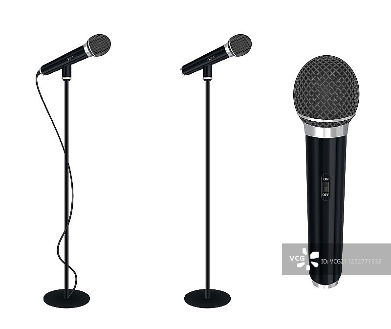 白色背景上的立式麦克风图片素材