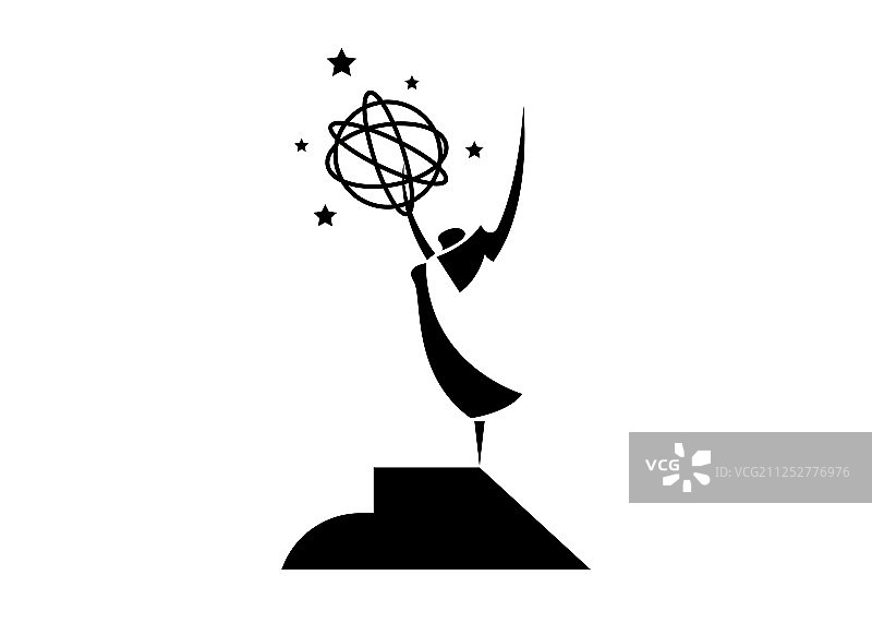 星星奖概念黑色天使与星星扁平设计图片素材