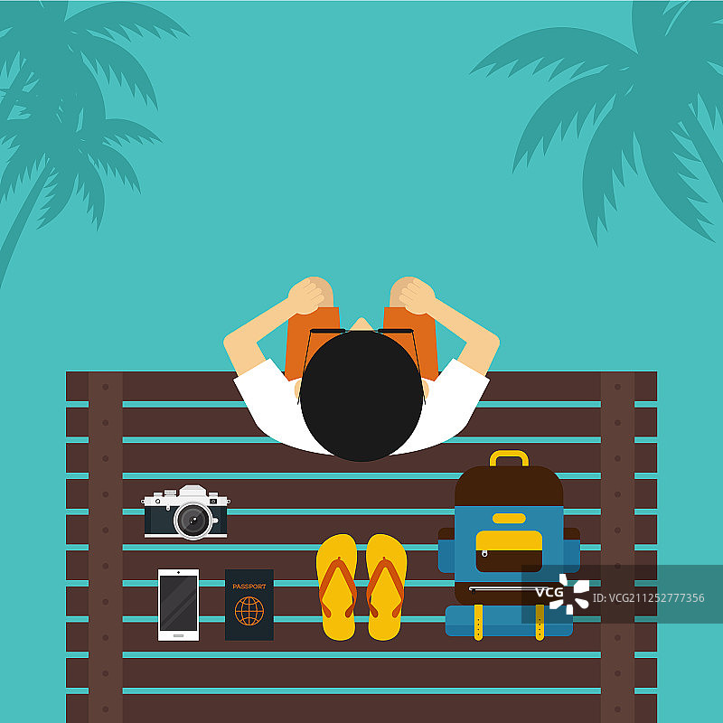 海边快乐假期，扁平设计图片素材