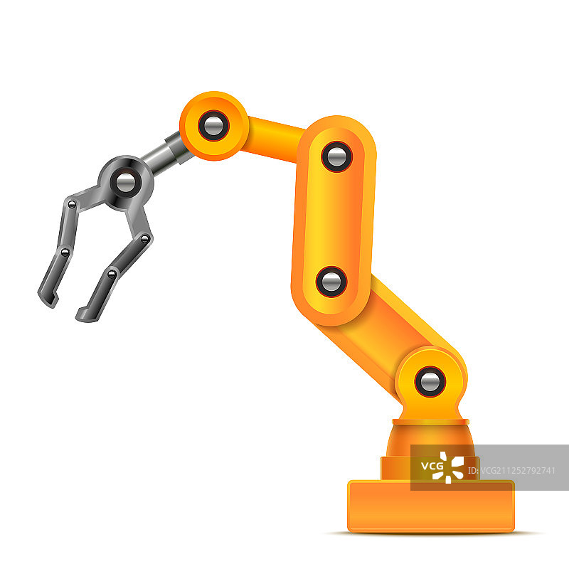 逼真3D细节的黄色自动化机器人图片素材