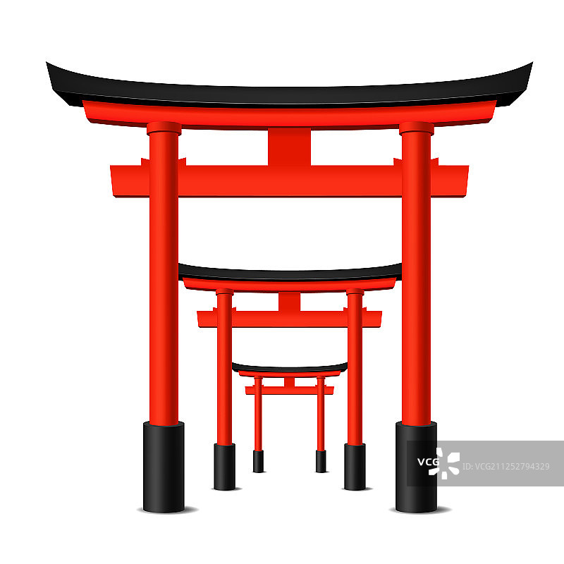 逼真细致的3D日式鸟居合集图片素材