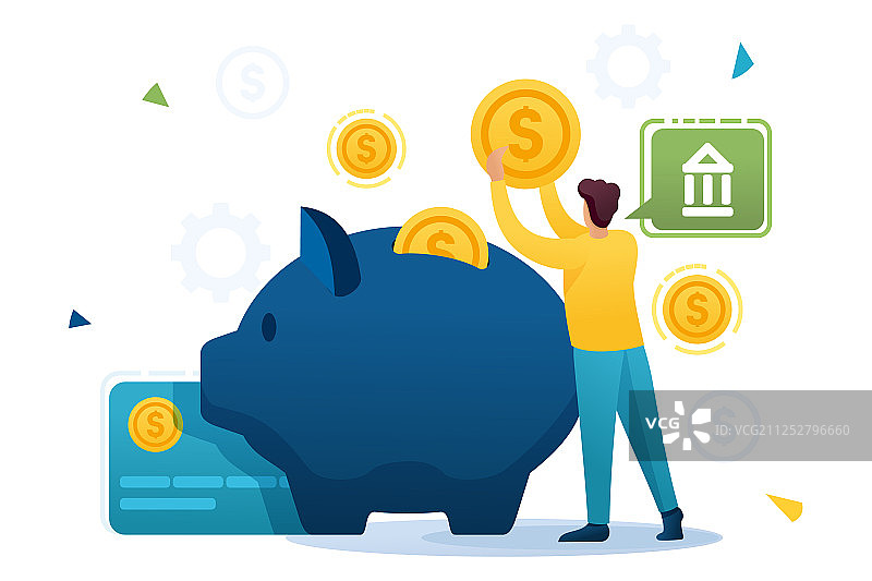 年轻男子在银行存款投资图片素材