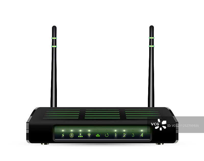 白色背景上的3D无线路由器图片素材
