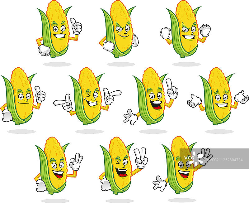 玉米吉祥物套装图片素材