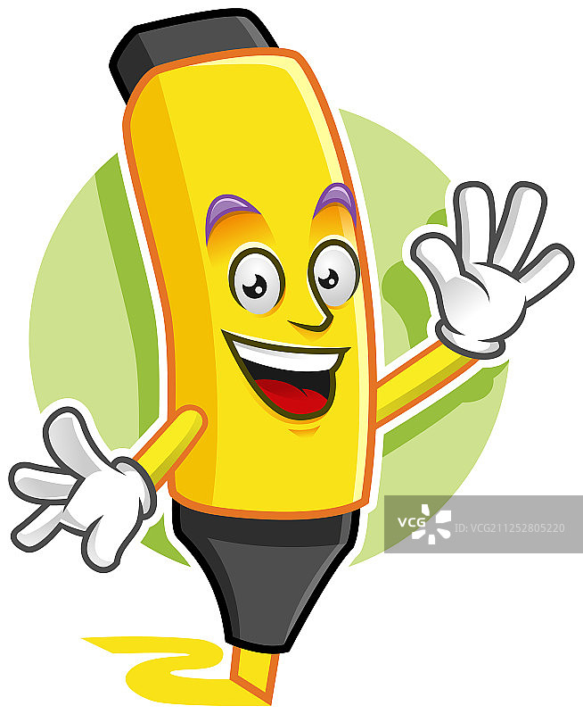 荧光笔吉祥物问候语图片素材