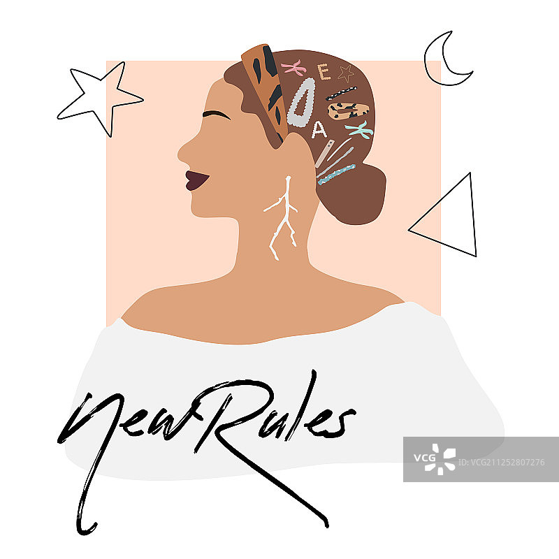 时尚发型女孩侧面肖像图片素材