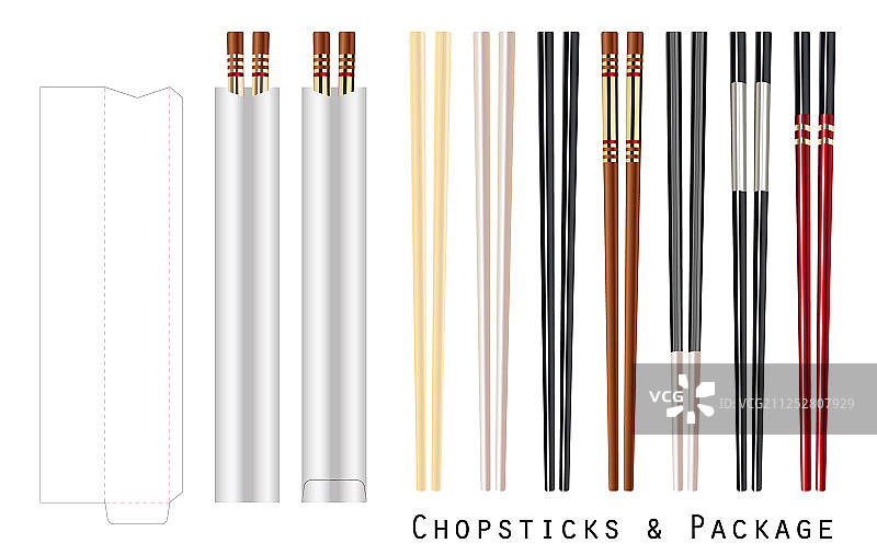白色背景上的筷子包装图片素材