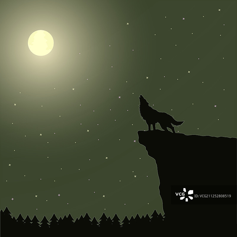月下狼嚎图片素材