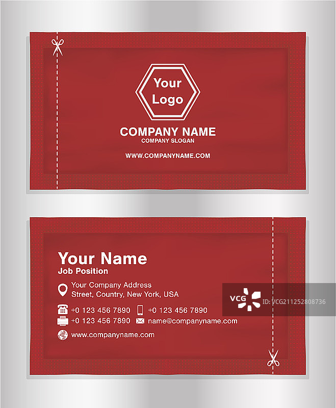 红色主题小袋包装简约名片设计图片素材