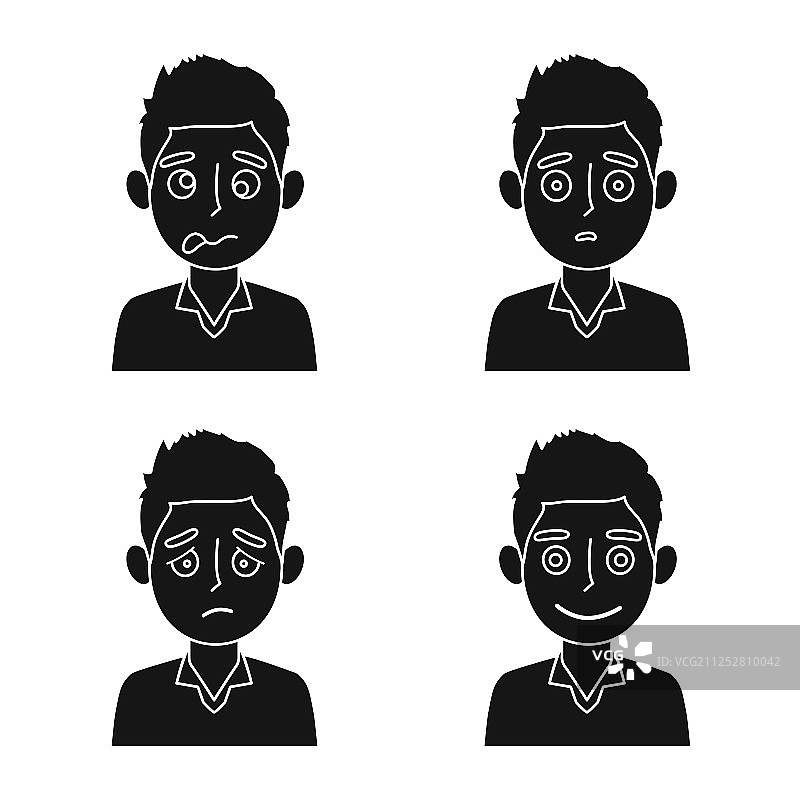 男孩面部图标集图片素材