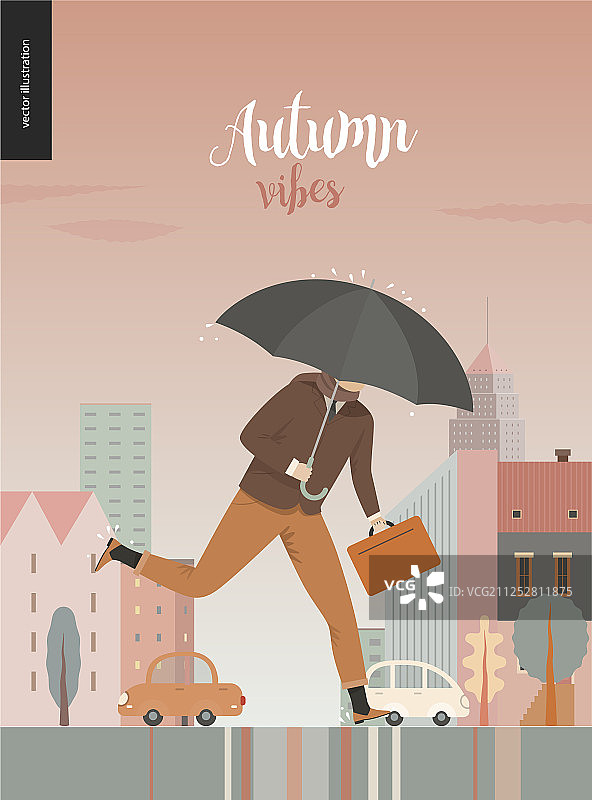 雨中奔跑的商人图片素材