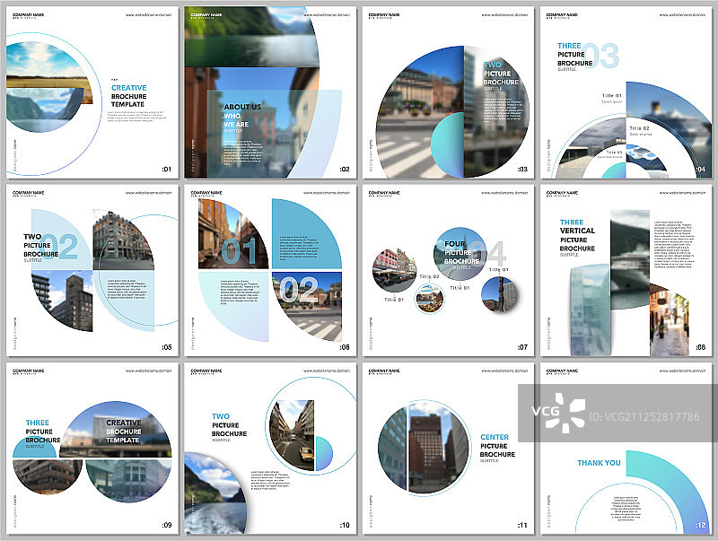 蓝色圆形简约宣传册模板图片素材