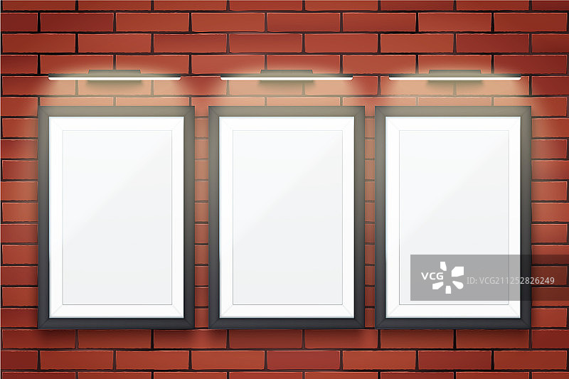 带墙面灯光的画框图片样机图片素材