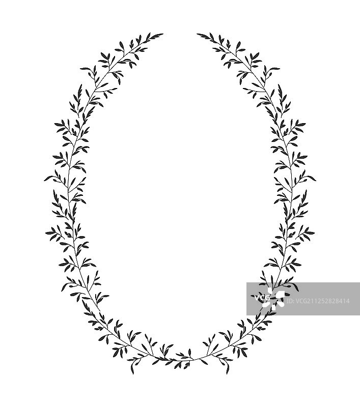 白色背景上的秋季植物椭圆形框架花环图片素材